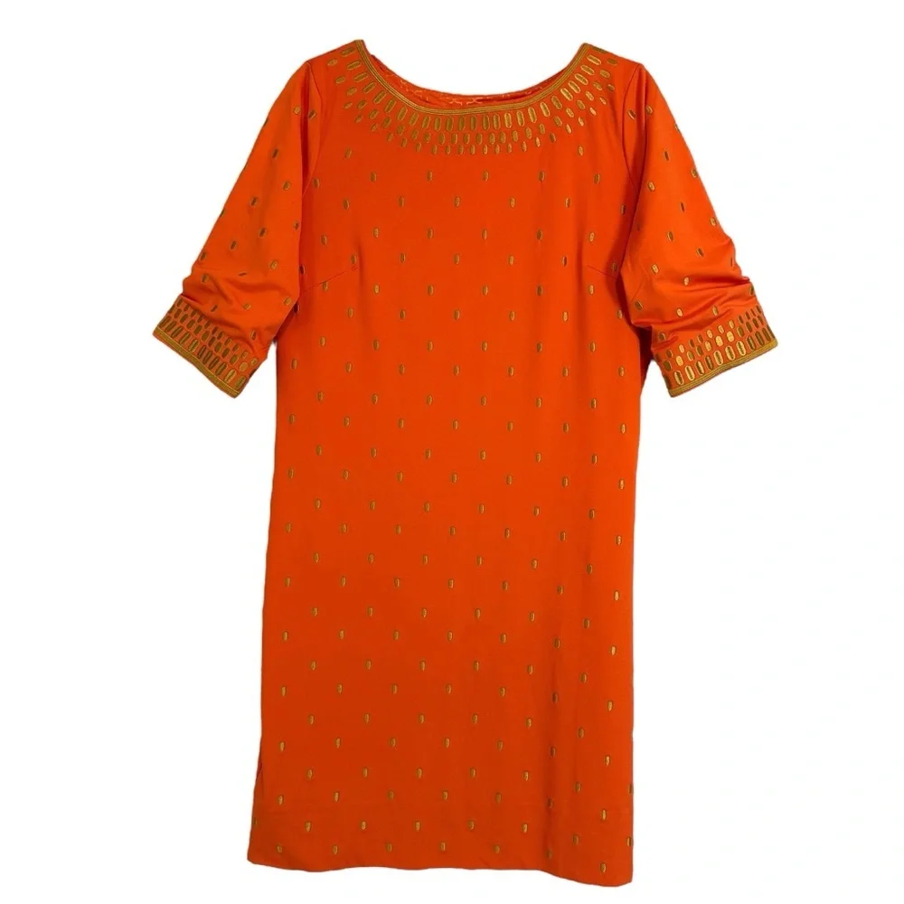Gretchen‎ Scott Rocket Girl Dress Large Orange Embroidered Tunic Resort NWT